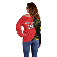 Custom World Football 2026 Belgium Off Shoulder Sweater Red Devils Go Champions - Wonder Print Shop