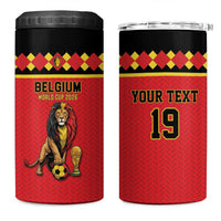Custom World Football 2026 Belgium 4 in 1 Can Cooler Tumbler Belgian Lion Go Champions - Wonder Print Shop