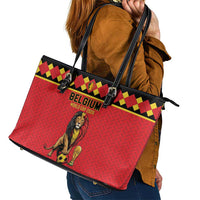 World Football 2026 Belgium Leather Tote Bag Belgian Lion Go Champions - Wonder Print Shop