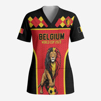 Custom World Football 2026 Belgium Scrub Top Belgian Lion Go Champions - Wonder Print Shop