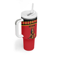 Custom World Football 2026 Belgium Tumbler With Handle Belgian Lion Go Champions - Wonder Print Shop