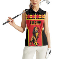 Custom World Football 2026 Belgium Women Sleeveless Polo Shirt Belgian Lion Go Champions - Wonder Print Shop