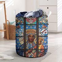 Polish Black Madonna of Czestochowa Laundry Basket Our Lady of Poland Stained Glass