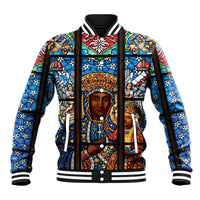 Polish Black Madonna of Czestochowa Baseball Jacket Our Lady of Poland Stained Glass