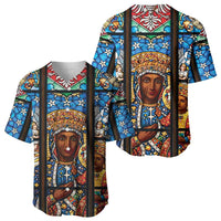 Polish Black Madonna of Czestochowa Baseball Jersey Our Lady of Poland Stained Glass