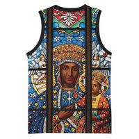 Polish Black Madonna of Czestochowa Basketball Jersey Our Lady of Poland Stained Glass