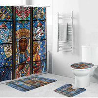 Polish Black Madonna of Czestochowa Bathroom Set Our Lady of Poland Stained Glass
