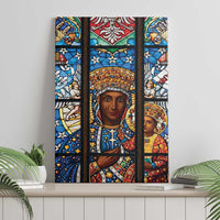 Polish Black Madonna of Czestochowa Canvas Wall Art Our Lady of Poland Stained Glass