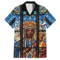 Polish Black Madonna of Czestochowa Hawaiian Shirt Our Lady of Poland Stained Glass
