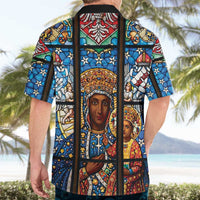 Polish Black Madonna of Czestochowa Hawaiian Shirt Our Lady of Poland Stained Glass