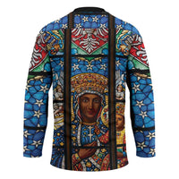 Polish Black Madonna of Czestochowa Hockey Jersey Our Lady of Poland Stained Glass