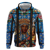 Polish Black Madonna of Czestochowa Hoodie Our Lady of Poland Stained Glass