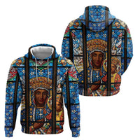 Polish Black Madonna of Czestochowa Hoodie Our Lady of Poland Stained Glass