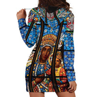 Polish Black Madonna of Czestochowa Hoodie Dress Our Lady of Poland Stained Glass