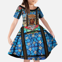 Polish Black Madonna of Czestochowa Kid Short Sleeve Dress Our Lady of Poland Stained Glass