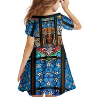 Polish Black Madonna of Czestochowa Kid Short Sleeve Dress Our Lady of Poland Stained Glass