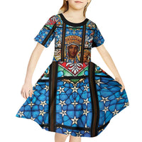 Polish Black Madonna of Czestochowa Kid Short Sleeve Dress Our Lady of Poland Stained Glass