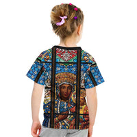 Polish Black Madonna of Czestochowa Kid T Shirt Our Lady of Poland Stained Glass
