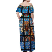 Polish Black Madonna of Czestochowa Off Shoulder Maxi Dress Our Lady of Poland Stained Glass