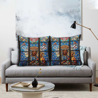Polish Black Madonna of Czestochowa Pillow Cover Our Lady of Poland Stained Glass
