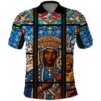 Polish Black Madonna of Czestochowa Polo Shirt Our Lady of Poland Stained Glass