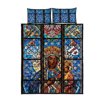 Polish Black Madonna of Czestochowa Quilt Bed Set Our Lady of Poland Stained Glass