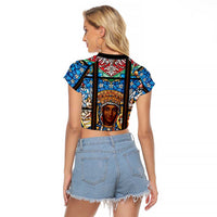 Polish Black Madonna of Czestochowa Raglan Cropped T Shirt Our Lady of Poland Stained Glass