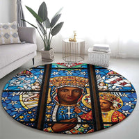 Polish Black Madonna of Czestochowa Round Carpet Our Lady of Poland Stained Glass