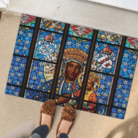 Polish Black Madonna of Czestochowa Rubber Doormat Our Lady of Poland Stained Glass
