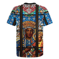 Polish Black Madonna of Czestochowa Rugby Jersey Our Lady of Poland Stained Glass