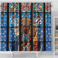 Polish Black Madonna of Czestochowa Shower Curtain Our Lady of Poland Stained Glass