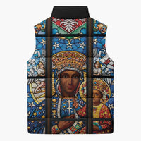 Polish Black Madonna of Czestochowa Sleeveless Puffer Jacket Our Lady of Poland Stained Glass