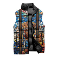 Polish Black Madonna of Czestochowa Sleeveless Puffer Jacket Our Lady of Poland Stained Glass