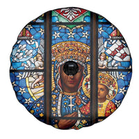 Polish Black Madonna of Czestochowa Spare Tire Cover Our Lady of Poland Stained Glass