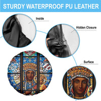 Polish Black Madonna of Czestochowa Spare Tire Cover Our Lady of Poland Stained Glass