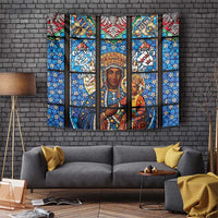Polish Black Madonna of Czestochowa Tapestry Our Lady of Poland Stained Glass