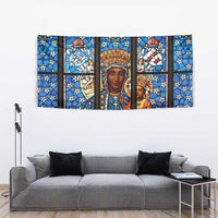 Polish Black Madonna of Czestochowa Tapestry Our Lady of Poland Stained Glass