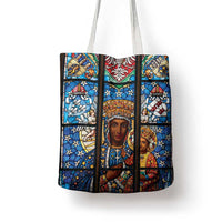 Polish Black Madonna of Czestochowa Tote Bag Our Lady of Poland Stained Glass