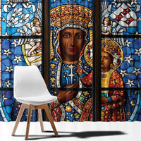 Polish Black Madonna of Czestochowa Window Curtain Our Lady of Poland Stained Glass