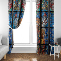 Polish Black Madonna of Czestochowa Window Curtain Our Lady of Poland Stained Glass