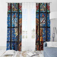 Polish Black Madonna of Czestochowa Window Curtain Our Lady of Poland Stained Glass