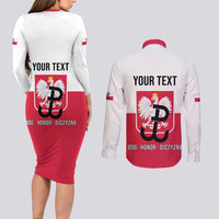 Personalized Warsaw Uprising 1944 Poland Couples Matching Long Sleeve Bodycon Dress and Long Sleeve Button Shirt White Eagle Kotwica Bóg Honor Ojczyzna