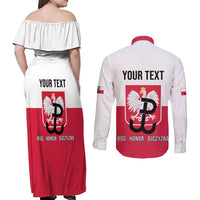 Personalized Warsaw Uprising 1944 Poland Couples Matching Off Shoulder Maxi Dress and Long Sleeve Button Shirt White Eagle Kotwica Bóg Honor Ojczyzna