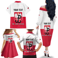 Personalized Warsaw Uprising 1944 Poland Family Matching Off The Shoulder Long Sleeve Dress and Hawaiian Shirt White Eagle Kotwica Bóg Honor Ojczyzna