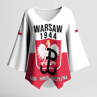 Personalized Warsaw Uprising 1944 Poland Kimono Sleeve Blouse White Eagle Kotwica Bóg Honor Ojczyzna
