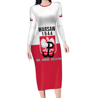 Personalized Warsaw Uprising 1944 Poland Long Sleeve Bodycon Dress White Eagle Kotwica Bóg Honor Ojczyzna