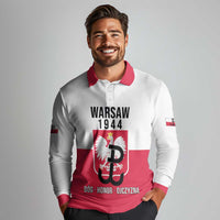 Personalized Warsaw Uprising 1944 Poland Long Sleeve Polo Shirt White Eagle Kotwica Bóg Honor Ojczyzna