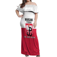 Personalized Warsaw Uprising 1944 Poland Off Shoulder Maxi Dress White Eagle Kotwica Bóg Honor Ojczyzna