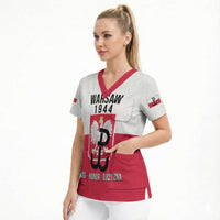 Personalized Warsaw Uprising 1944 Poland Scrub Top White Eagle Kotwica Bóg Honor Ojczyzna