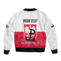 Personalized Warsaw Uprising 1944 Poland Sleeve Zip Bomber Jacket White Eagle Kotwica Bóg Honor Ojczyzna